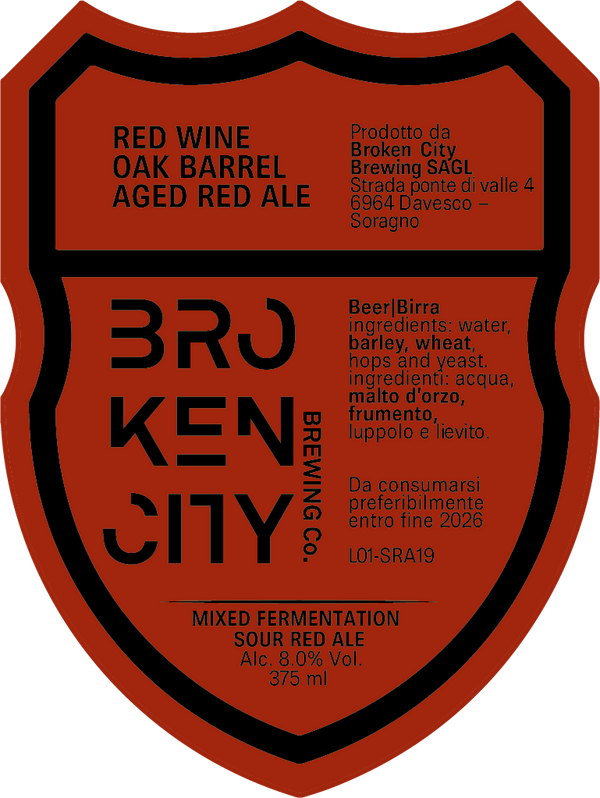 Red Wine Oak Barrel Aged Red Ale - Mixed Fermentation Sour Red Ale 8.0% abv